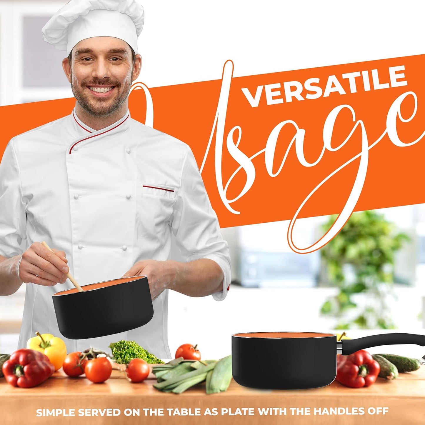 2 Quart Nonstick Saucepan with Glass Lid and Induction Bottom - Utopia Kitchen Pot Pan in Grey Copper Color