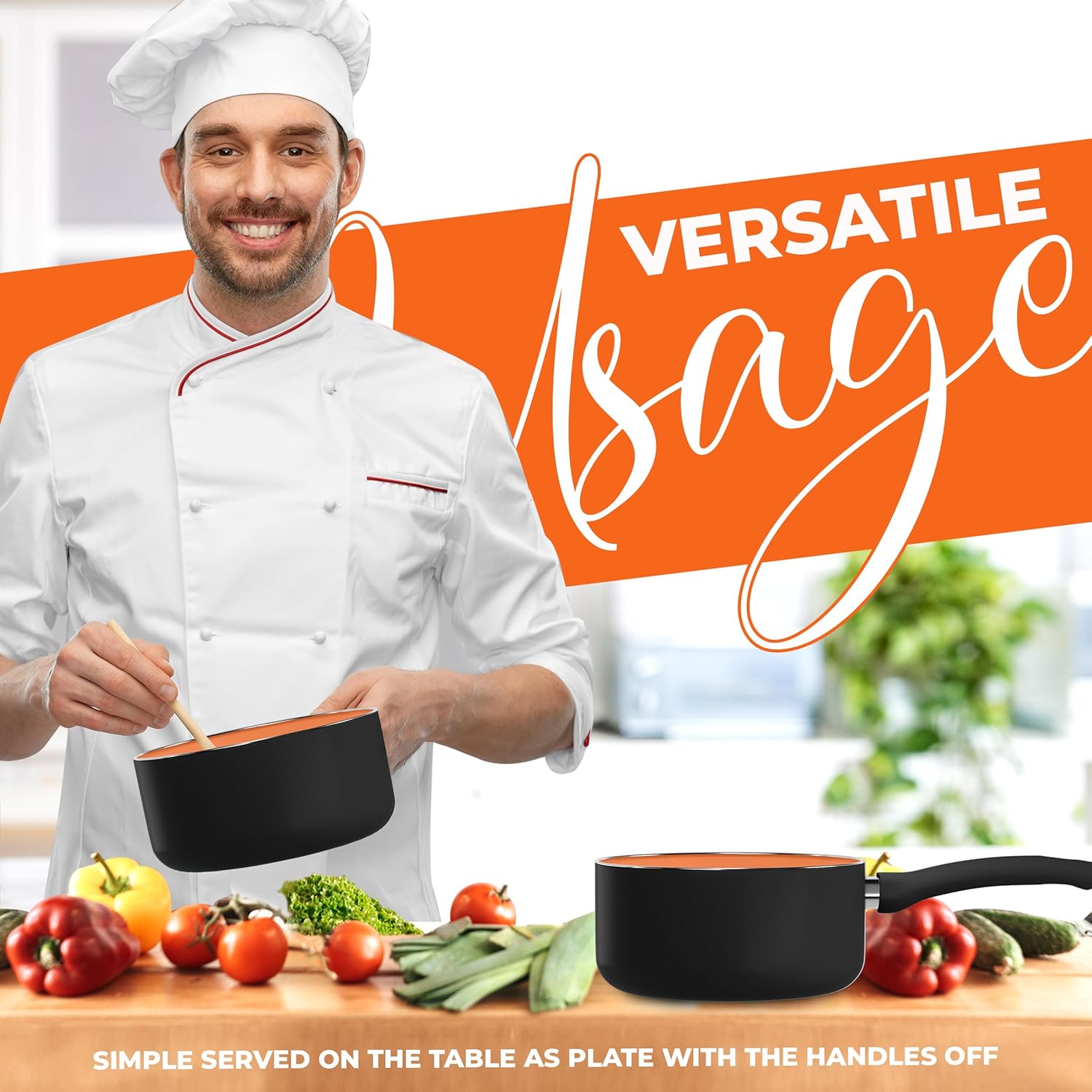 2 Quart Nonstick Saucepan with Glass Lid and Induction Bottom - Utopia Kitchen Pot Pan in Grey Copper Color