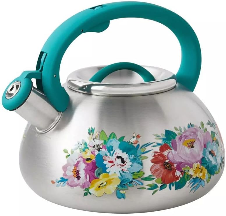 2-Quart Stainless Steel Floral Whistling Tea Kettle - Durable, Stylish, Fast-Boiling, Rust-Resistant - Perfect for Stovetop