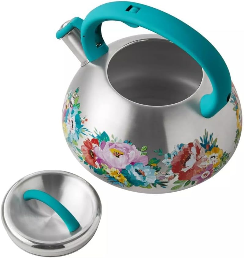 2-Quart Stainless Steel Floral Whistling Tea Kettle - Durable, Stylish, Fast-Boiling, Rust-Resistant - Perfect for Stovetop