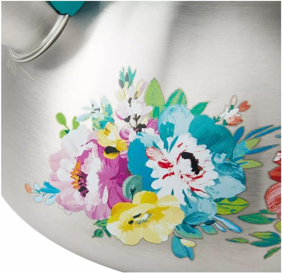 2-Quart Stainless Steel Floral Whistling Tea Kettle - Durable, Stylish, Fast-Boiling, Rust-Resistant - Perfect for Stovetop