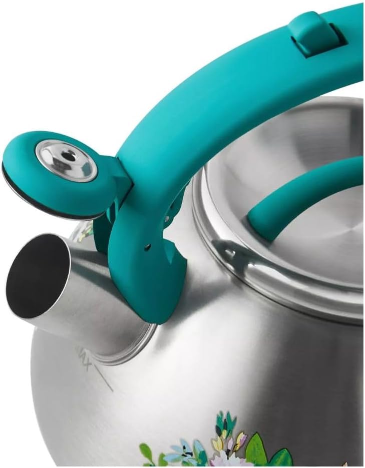 2-Quart Stainless Steel Floral Whistling Tea Kettle - Durable, Stylish, Fast-Boiling, Rust-Resistant - Perfect for Stovetop