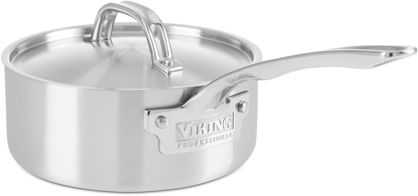 2 Quart Viking Culinary Professional Stainless Steel Saucepan with Lid - 5-Ply, Dishwasher & Oven Safe, Induction Ready