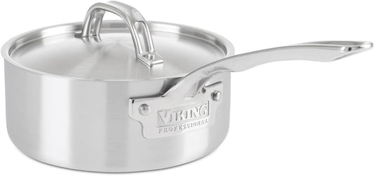 2 Quart Viking Culinary Professional Stainless Steel Saucepan with Lid - 5-Ply, Dishwasher & Oven Safe, Induction Ready