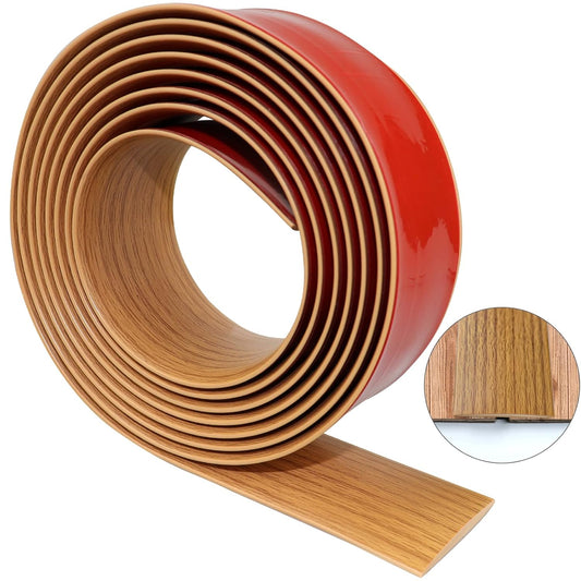 2" Self Adhesive Vinyl Flooring Transition Strip with Strong Backing - 20FT Brown Wood Grain