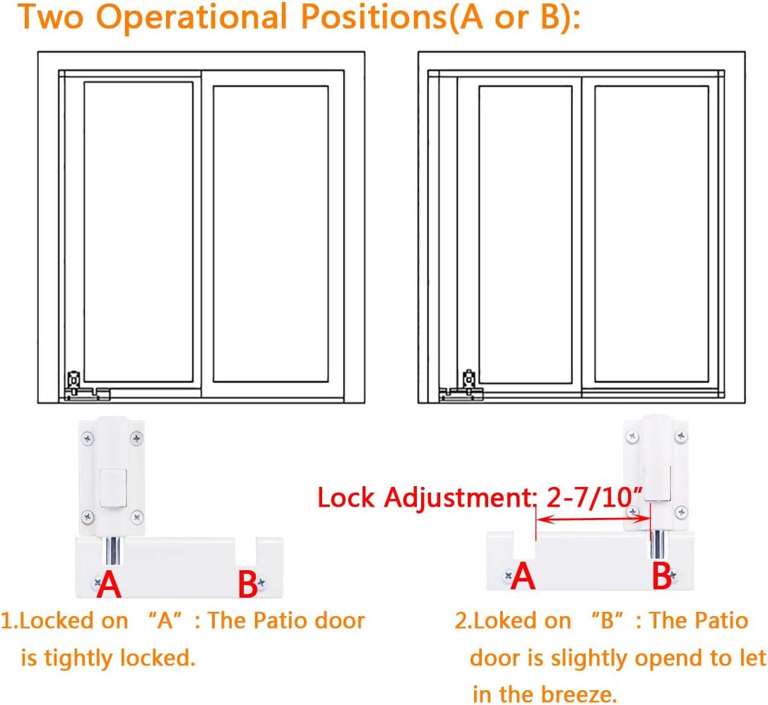 2 Set HauSun Patio Sliding Door Security Foot Locks - Top or Bottom Rail Childproof Guardian - Foot Operated Safety Locks for Family Security