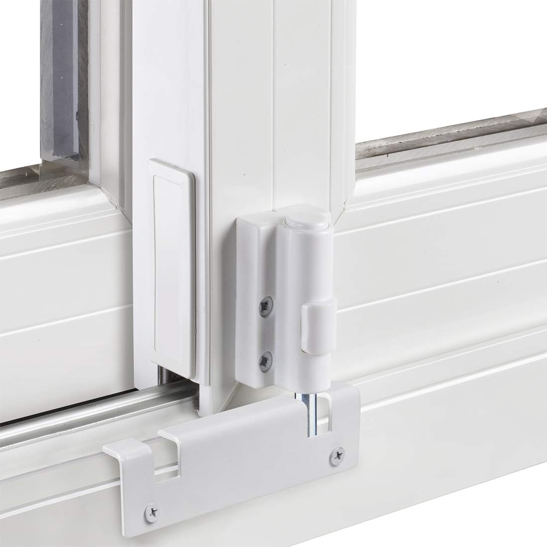 2 Set HauSun Patio Sliding Door Security Foot Locks - Top or Bottom Rail Childproof Guardian - Foot Operated Safety Locks for Family Security