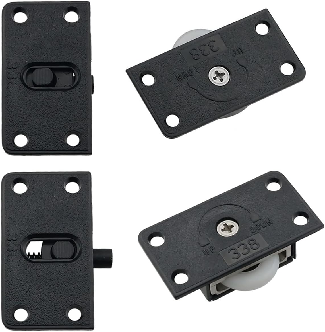 2 Sets Black Sliding Cabinet Hardware Kit for Wardrobe Doors - Nylon Pulley Wheels for Closet and Furniture - WildKart