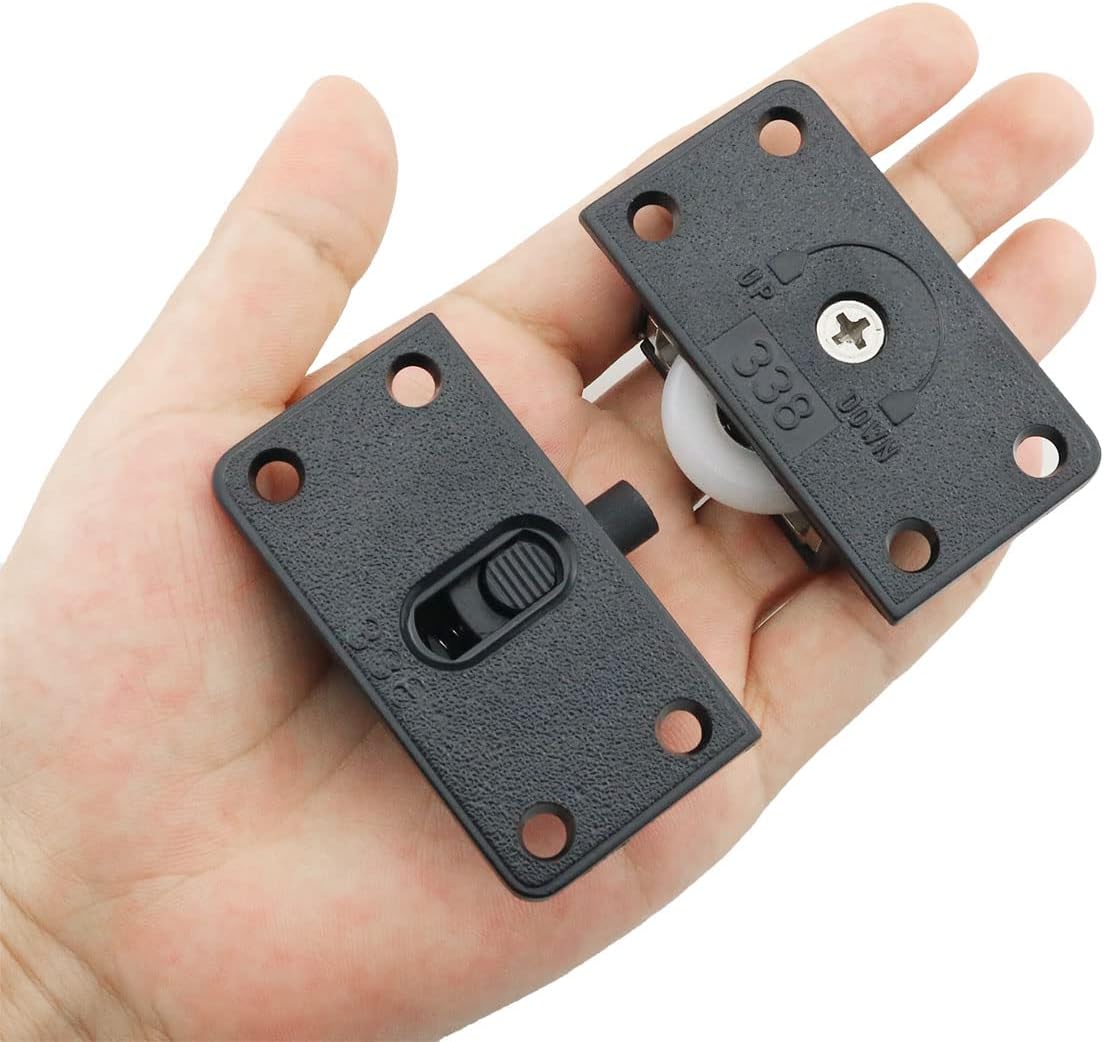 2 Sets Black Sliding Cabinet Hardware Kit for Wardrobe Doors - Nylon Pulley Wheels for Closet and Furniture - WildKart