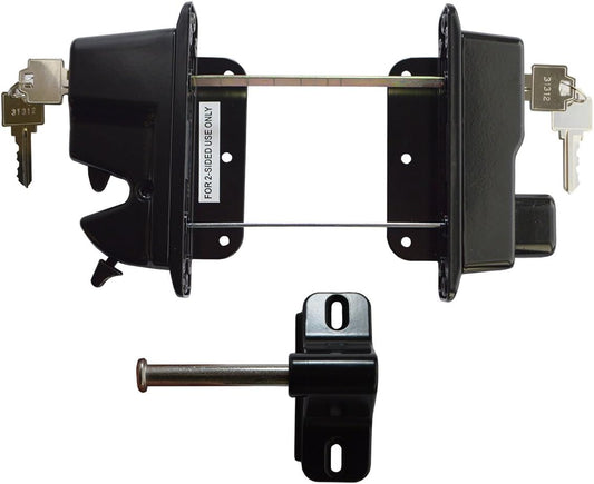 2-Sided Black Zinc Diecast Metal Key Lockable Latch with Keyed Alike Feature