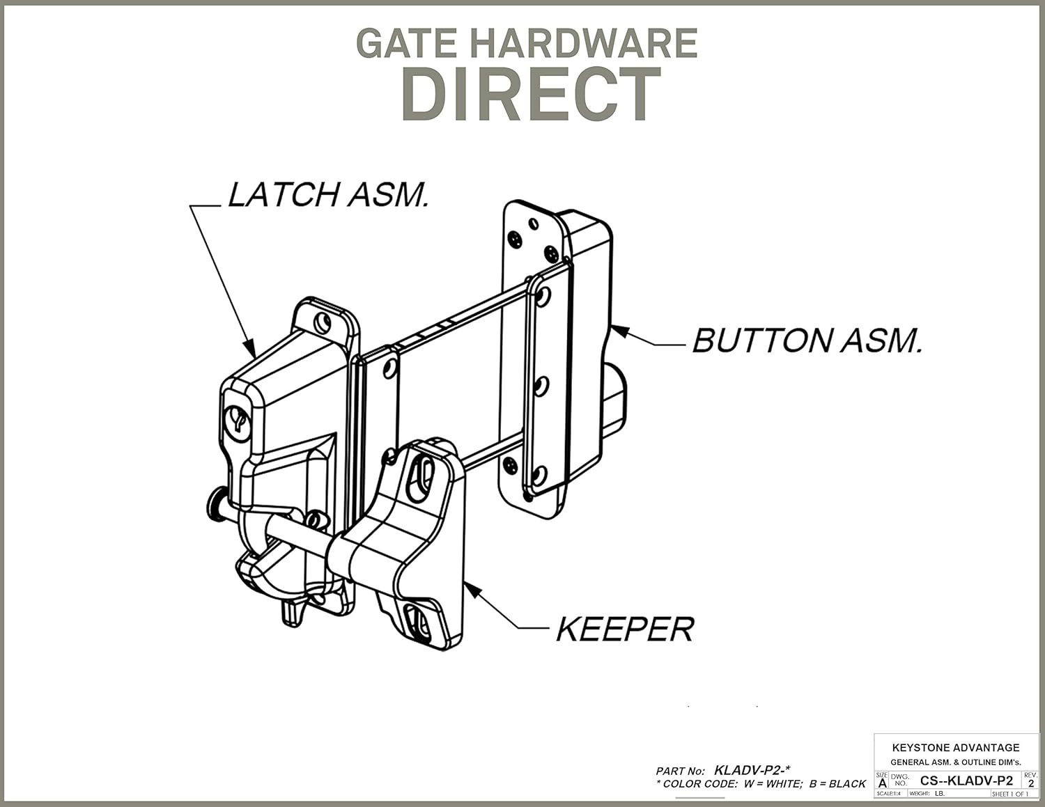 2-Sided Black Zinc Diecast Metal Key Lockable Latch with Keyed Alike Feature