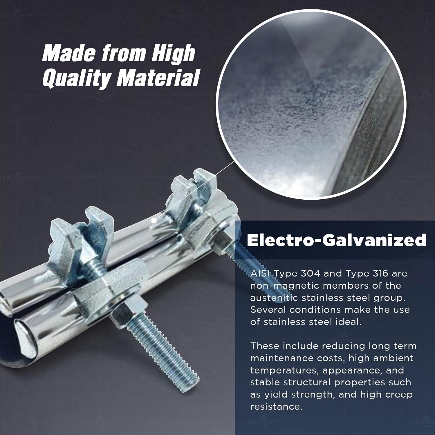 2'' Stainless Steel Pipe Repair Clamp, Double Bolt, 2x6 in. Long, Chrome Finish - Pack of 5