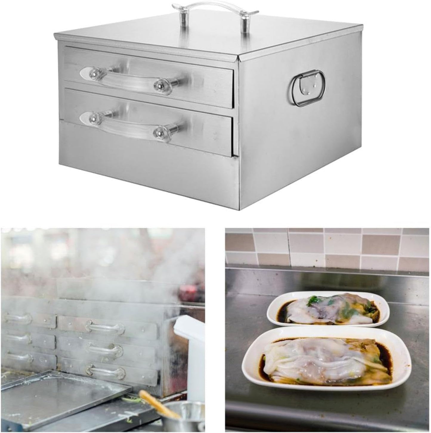 2 Tier Rice Noodle Roll Steamer Bun Cookware for Household Kitchen Equipment