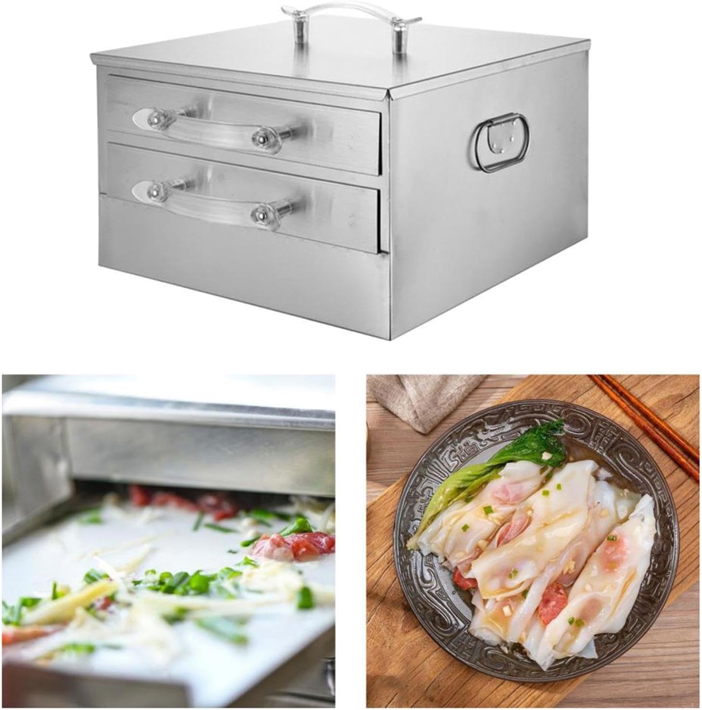 2 Tier Rice Noodle Roll Steamer Bun Cookware for Household Kitchen Equipment