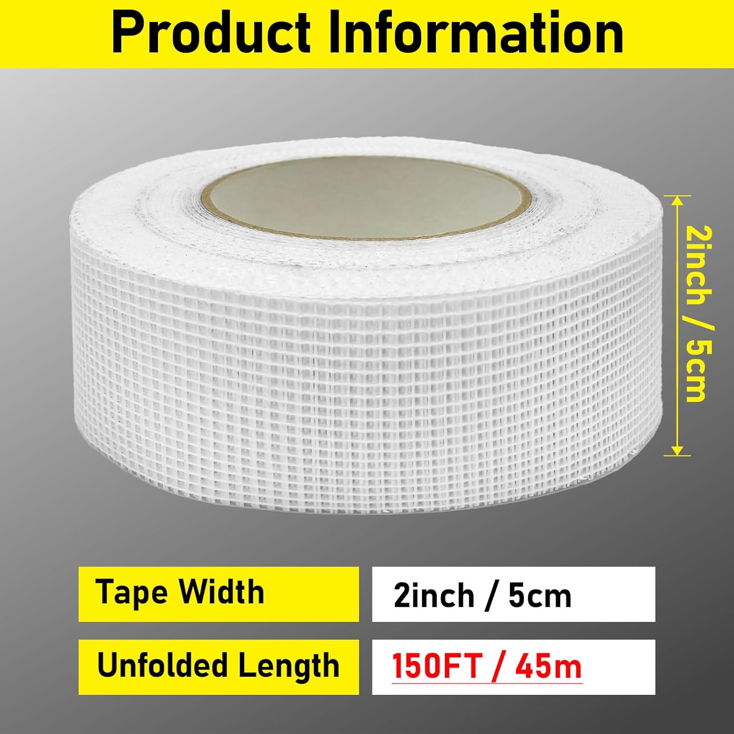 2" x 150 Feet Self-Adhesive Fiberglass Drywall Joint Tape for Wall Cracks & Seam Patching