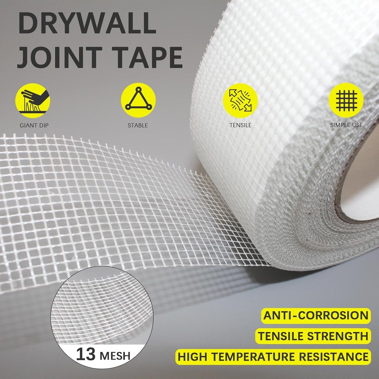 2" x 150 Feet Self-Adhesive Fiberglass Drywall Joint Tape for Wall Cracks & Seam Patching