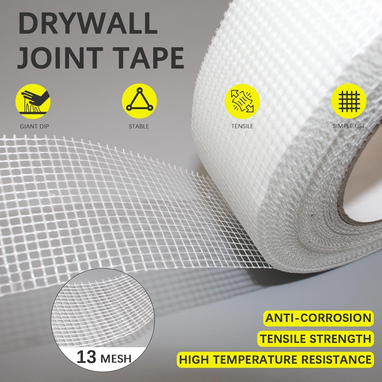 2" x 150 Feet Self-Adhesive Fiberglass Drywall Joint Tape for Wall Cracks & Seam Patching