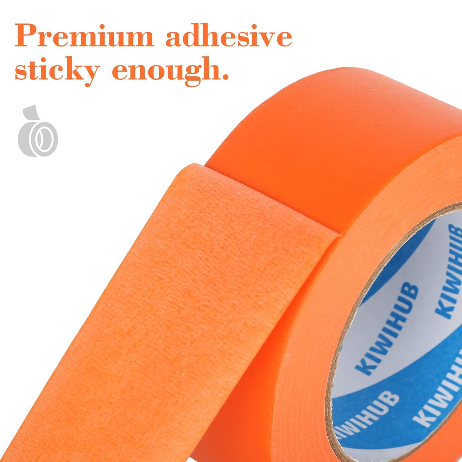 2" x 60 Yards Medium Adhesive Orange Painters Tape for Painting, Labeling, DIY Crafting - KIWIHUB Masking Tape for Decoration & School
