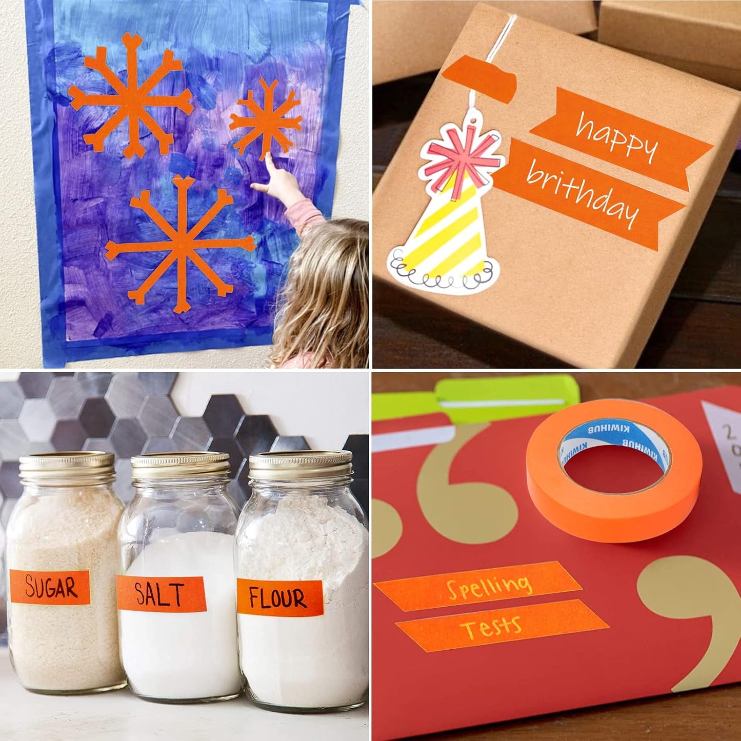 2" x 60 Yards Medium Adhesive Orange Painters Tape for Painting, Labeling, DIY Crafting - KIWIHUB Masking Tape for Decoration & School