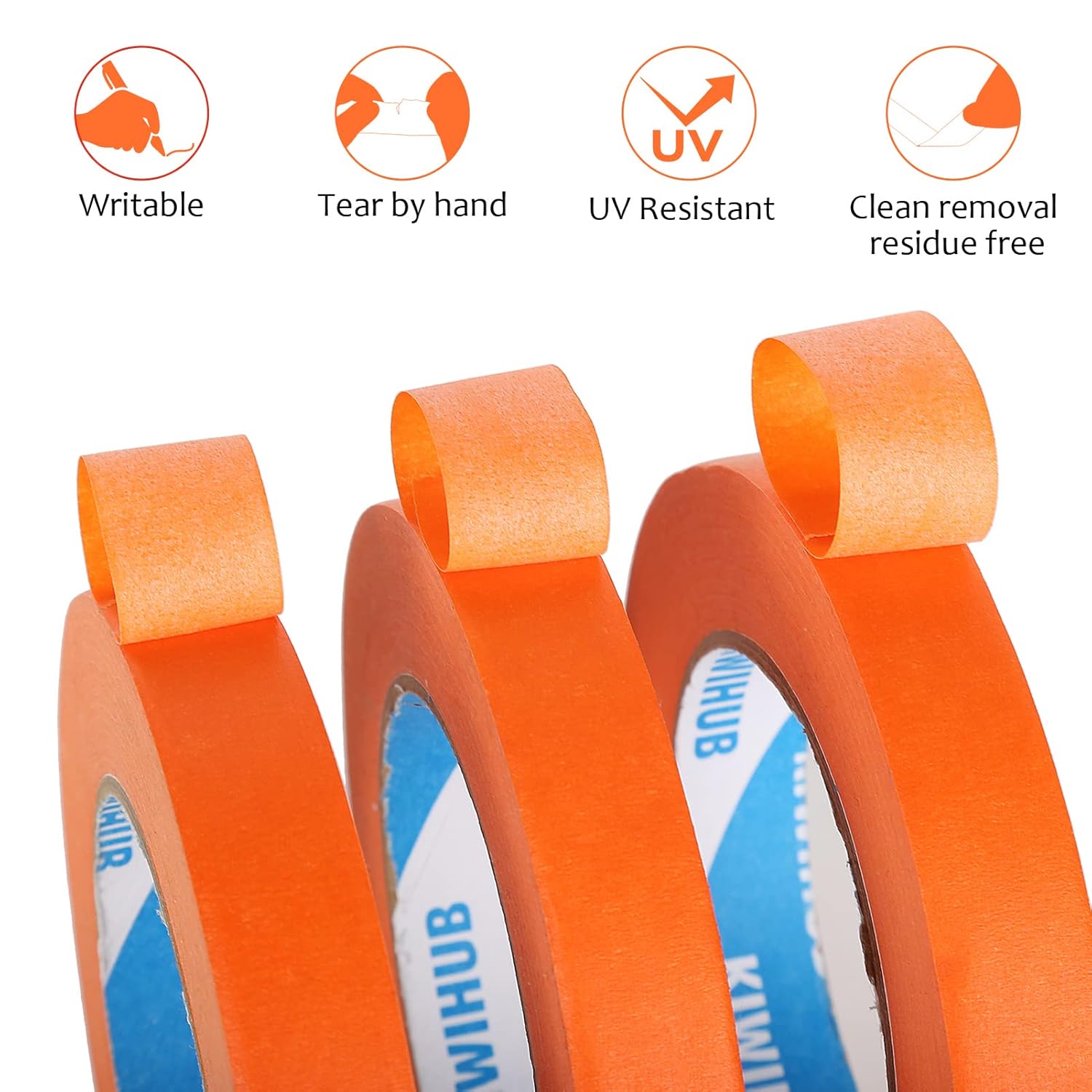 2" x 60 Yards Medium Adhesive Orange Painters Tape for Painting, Labeling, DIY Crafting - KIWIHUB Masking Tape for Decoration & School