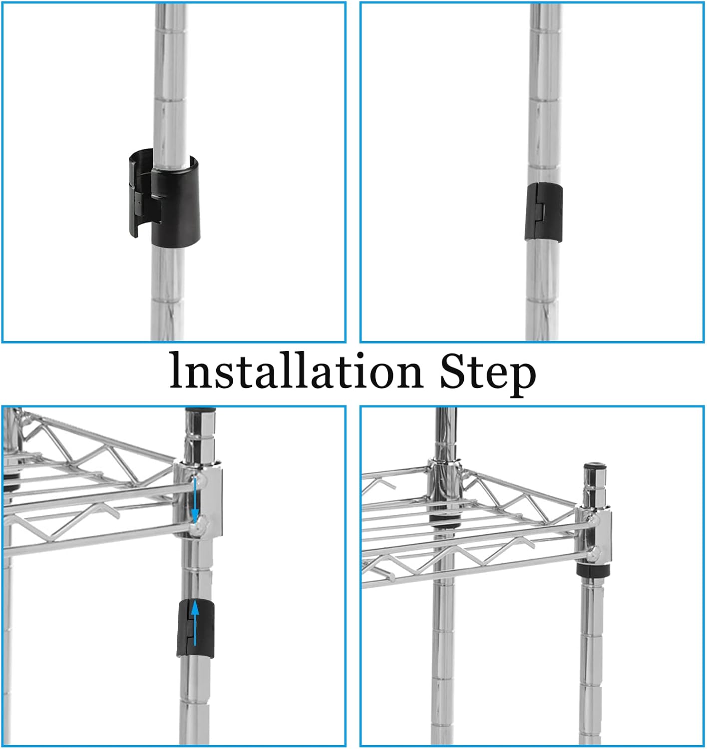 20 Black Wire Shelving Shelf Lock Clips - 1-1/2" Dia - Replacement Sleeves (10 Pairs)