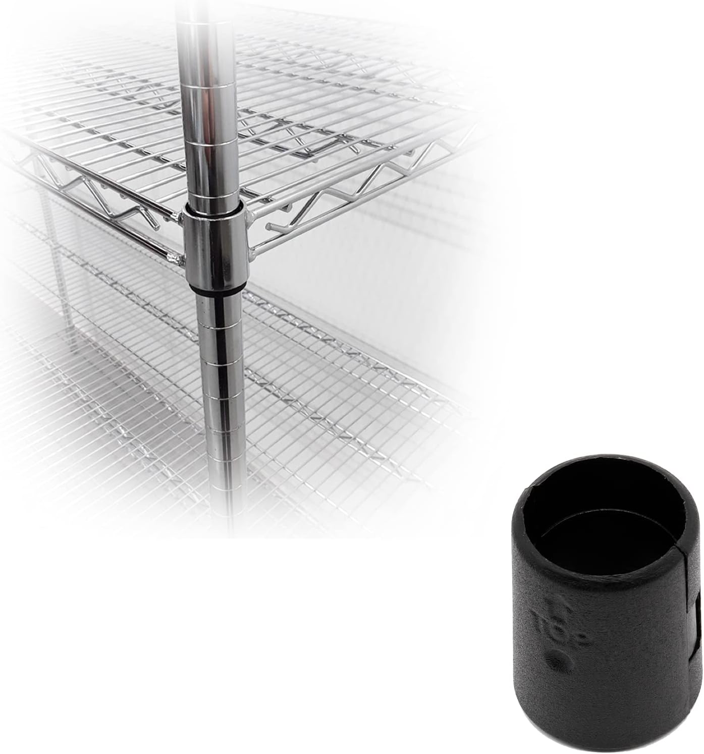 20 Black Wire Shelving Shelf Lock Clips - 1-1/2" Dia - Replacement Sleeves (10 Pairs)