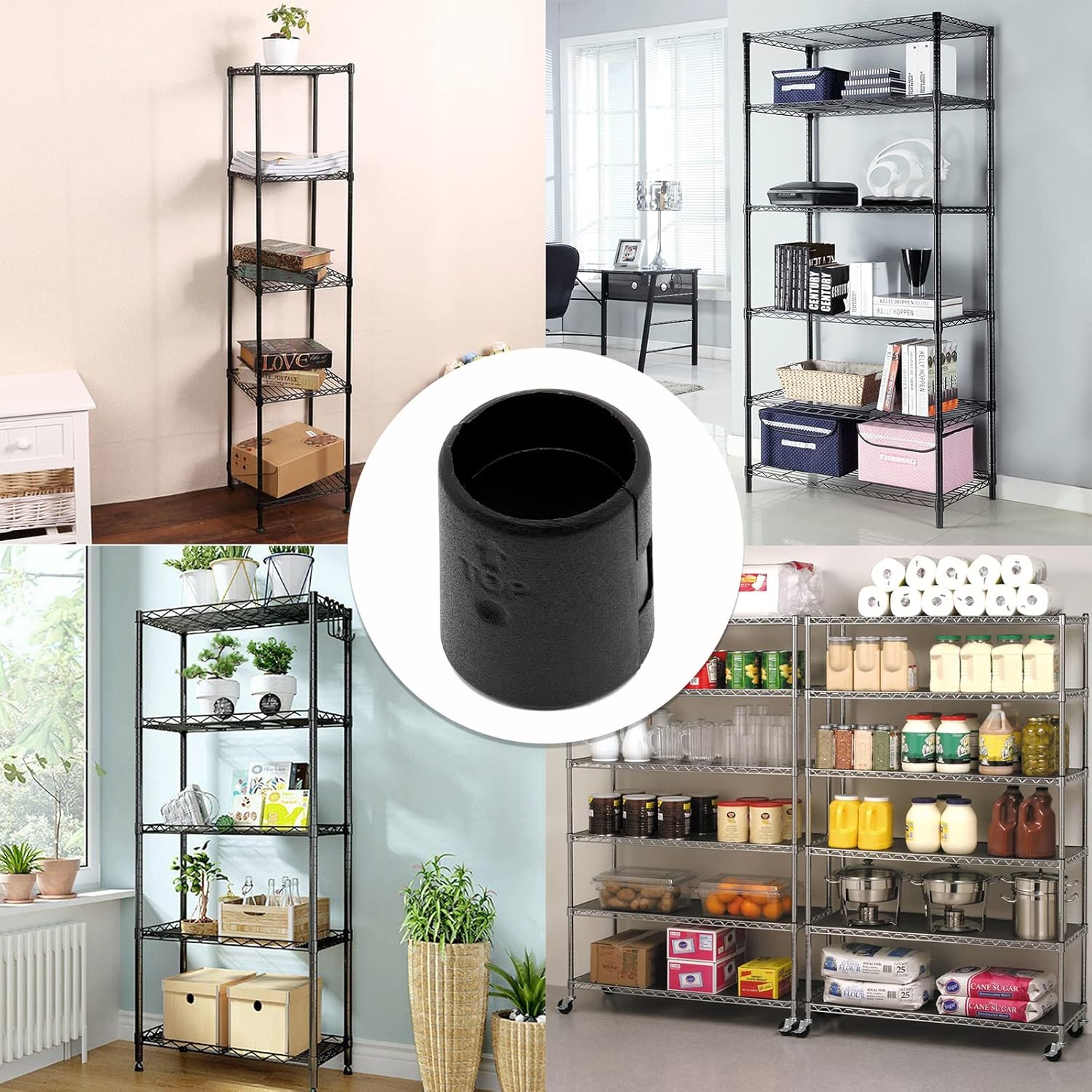 20 Black Wire Shelving Shelf Lock Clips - 1-1/2" Dia - Replacement Sleeves (10 Pairs)