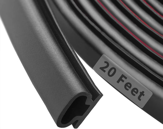 20 Feet Rubber Weather Stripping Door Seal Strip, Self-Adhesive D-Shape Insulation for Large Gaps - Cut to Size, Black