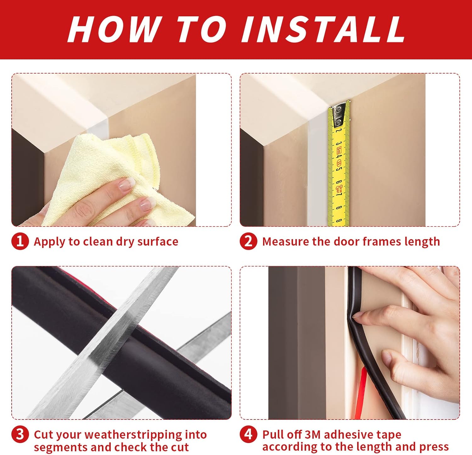 20 Feet Rubber Weather Stripping Door Seal Strip, Self-Adhesive D-Shape Insulation for Large Gaps - Cut to Size, Black