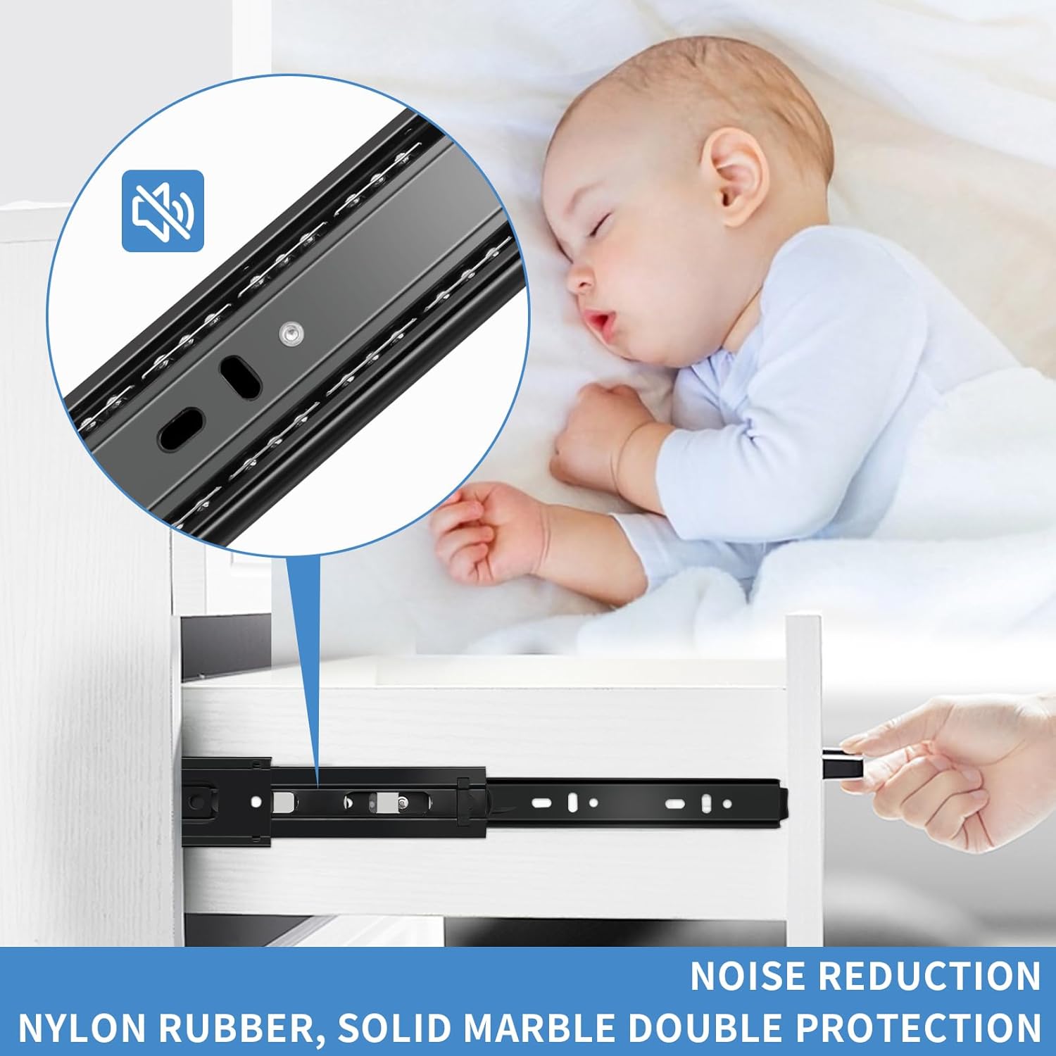 20" Full Extension Ball Bearing Drawer Slides - 1 Pair (2pcs) - Side Mount - 100 LB Capacity - Black