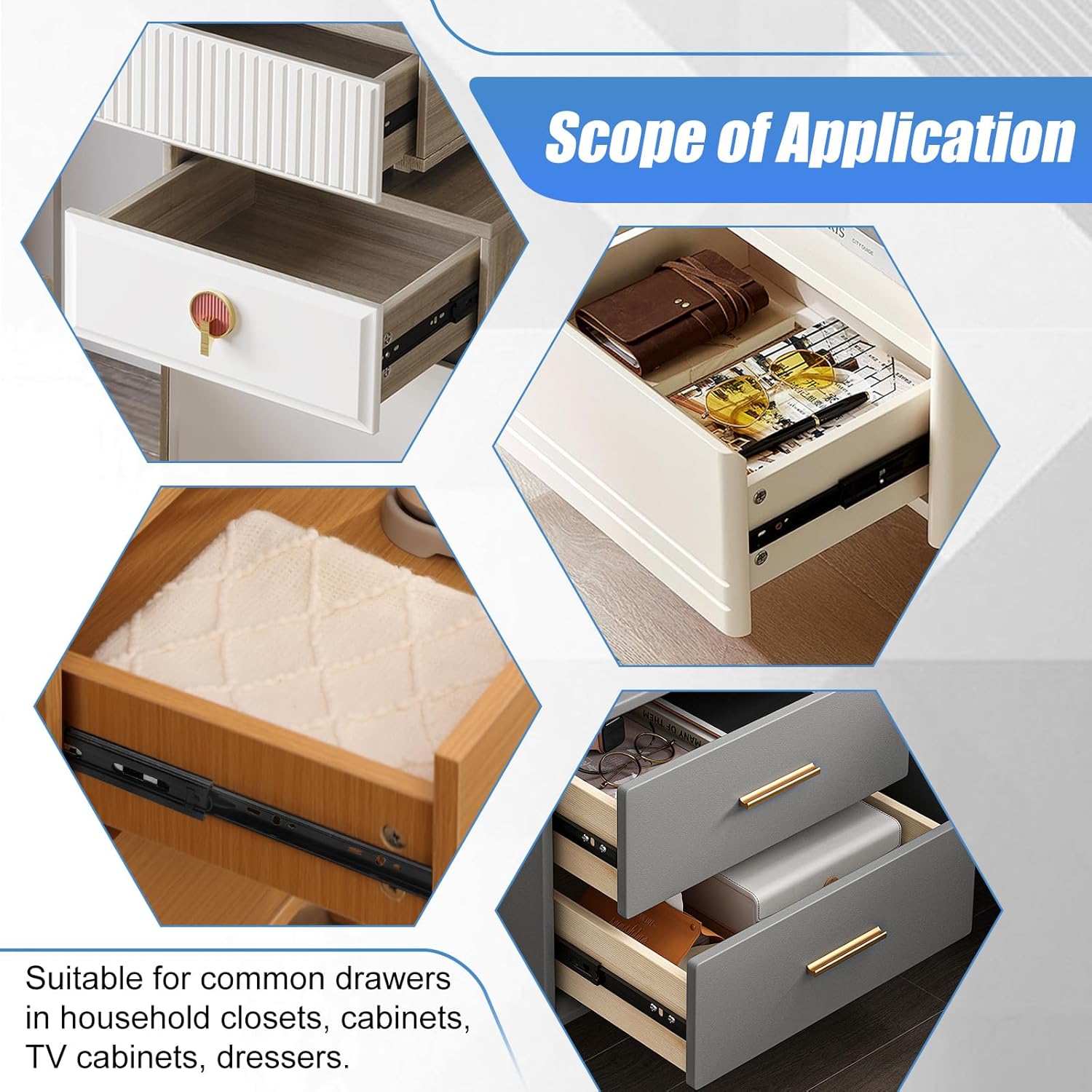 20" Full Extension Ball Bearing Drawer Slides - 1 Pair (2pcs) - Side Mount - 100 LB Capacity - Black