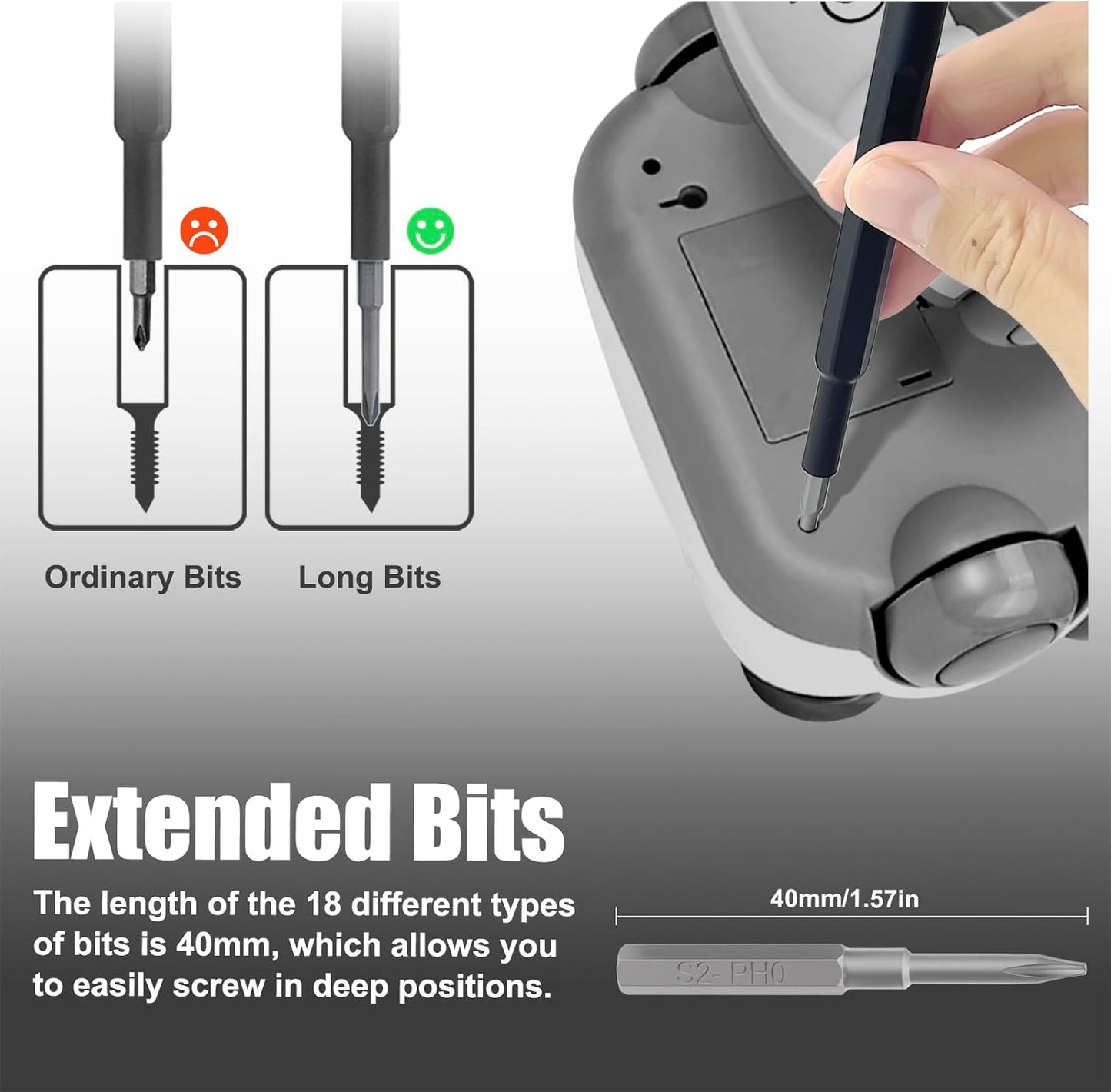 20-in-1 Mini Screwdriver Kit with Long Bits for iPhone, MacBook, PS4 - Small Screwdriver Set with Tweezers