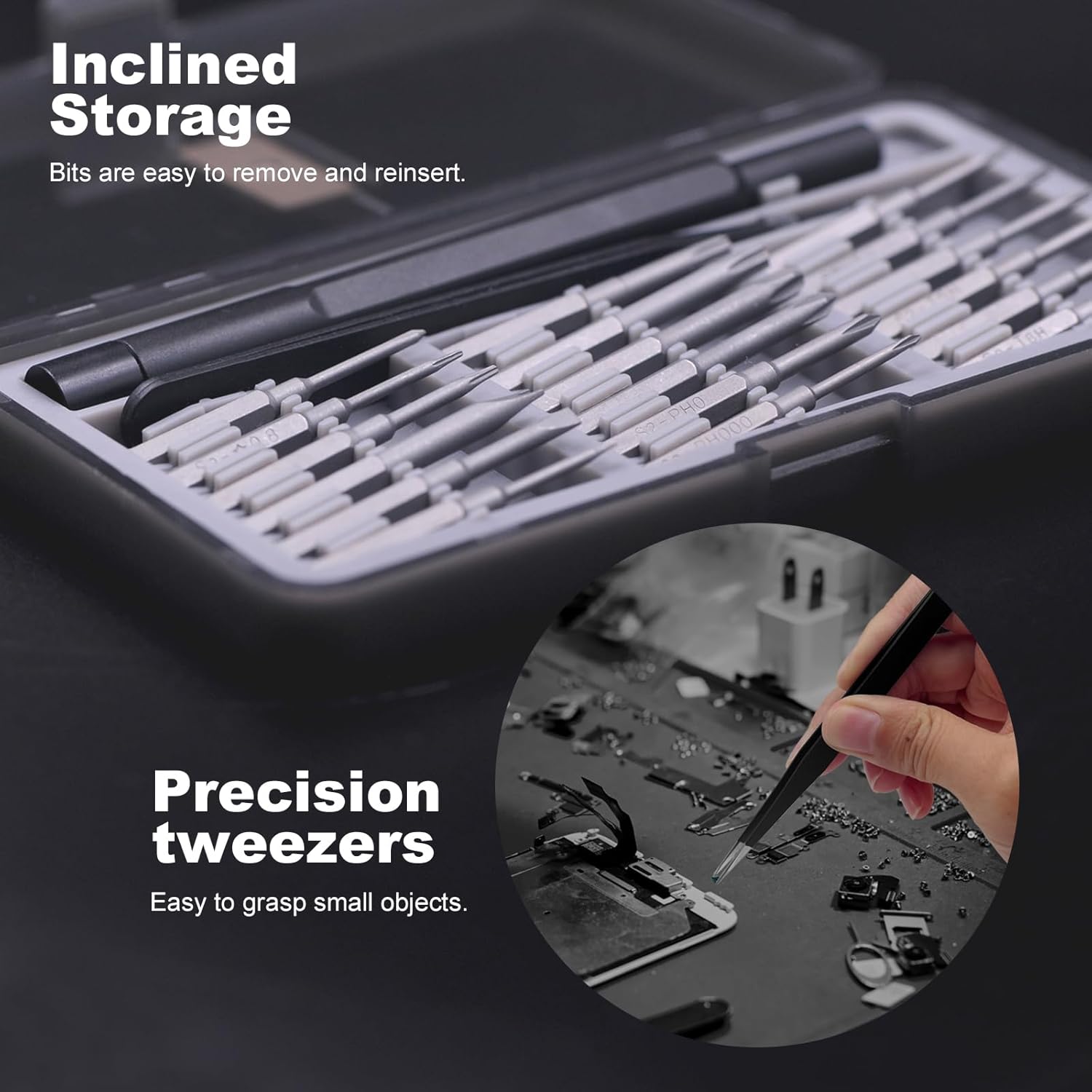 20-in-1 Mini Screwdriver Kit with Long Bits for iPhone, MacBook, PS4 - Small Screwdriver Set with Tweezers