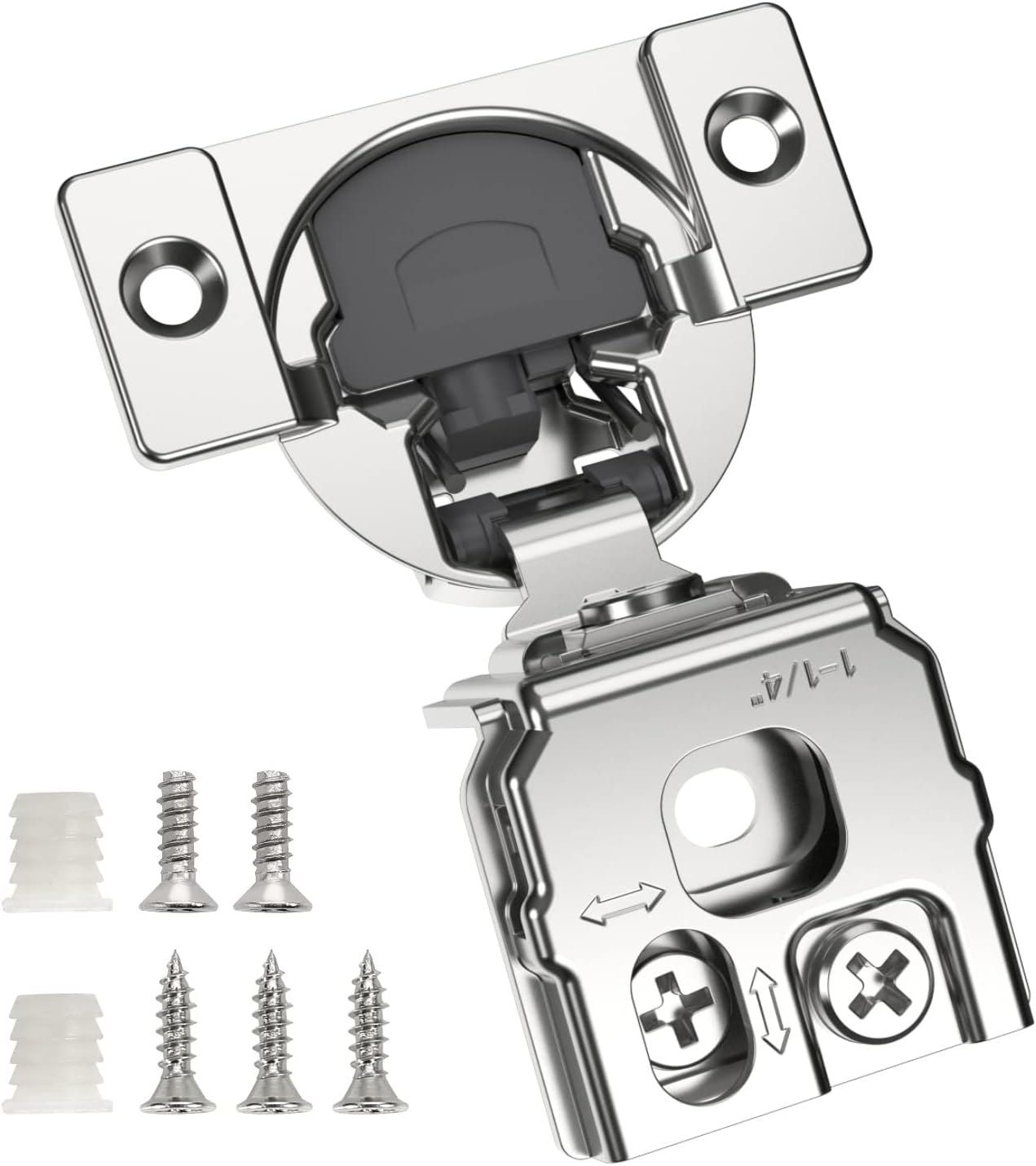 20 Pack 1-1/4" Overlay 3D Soft Close Concealed Hinge for Face Frame Door - Satin Nickel