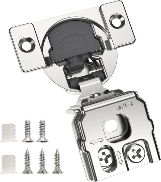 20 Pack 1-1/4" Overlay 3D Soft Close Concealed Hinge for Face Frame Door - Satin Nickel