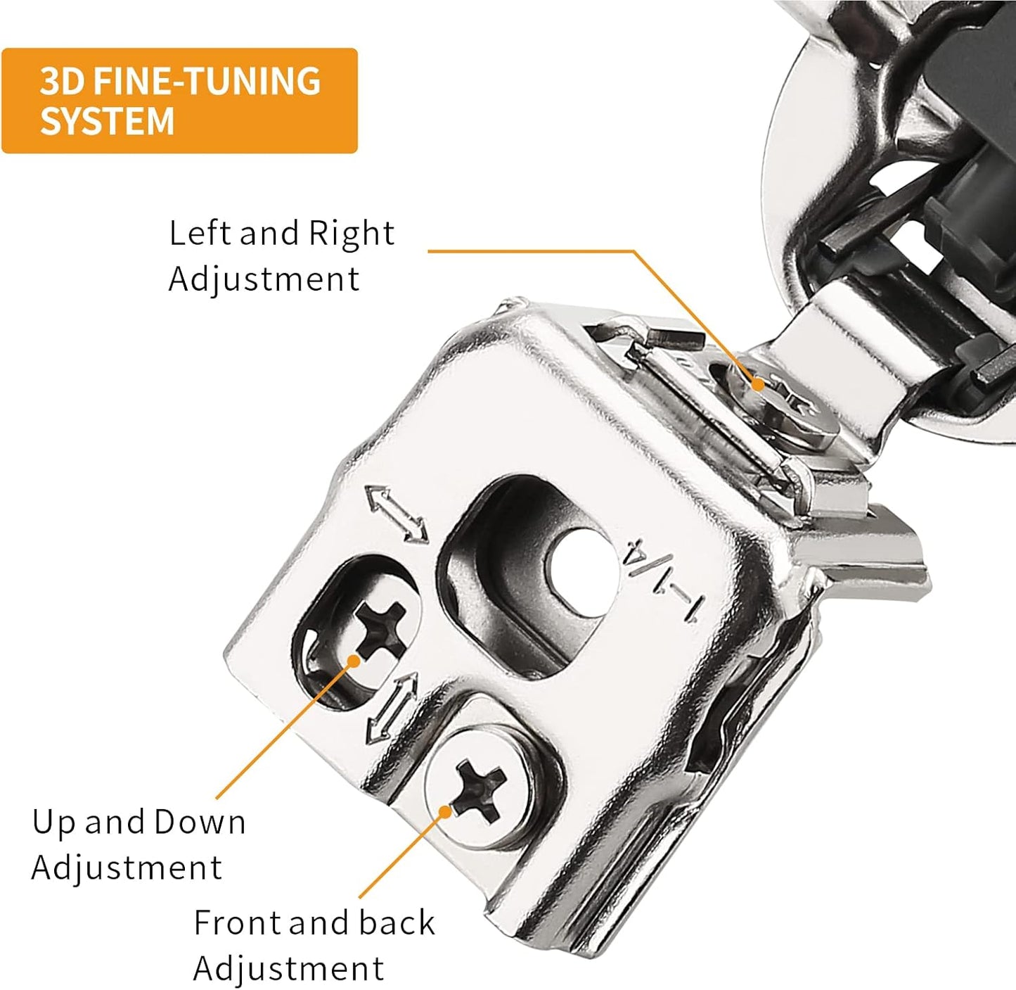 20 Pack 1-1/4" Overlay 3D Soft Close Concealed Hinge for Face Frame Door - Satin Nickel