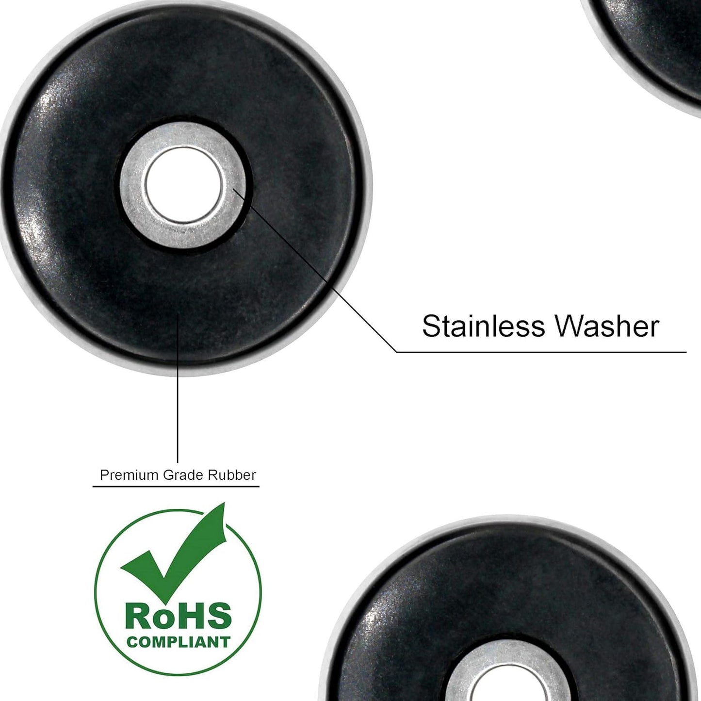 20 Pack 1 Inch Black Round Rubber Feet with Stainless Screws - Non Slip Bumper Pads for Furniture & Electronics