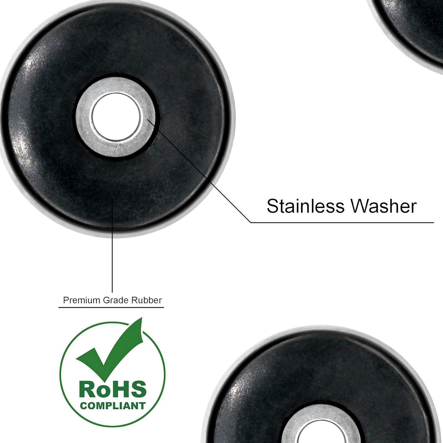 20 Pack 1 Inch Black Round Rubber Feet with Stainless Screws - Non Slip Bumper Pads for Furniture & Electronics