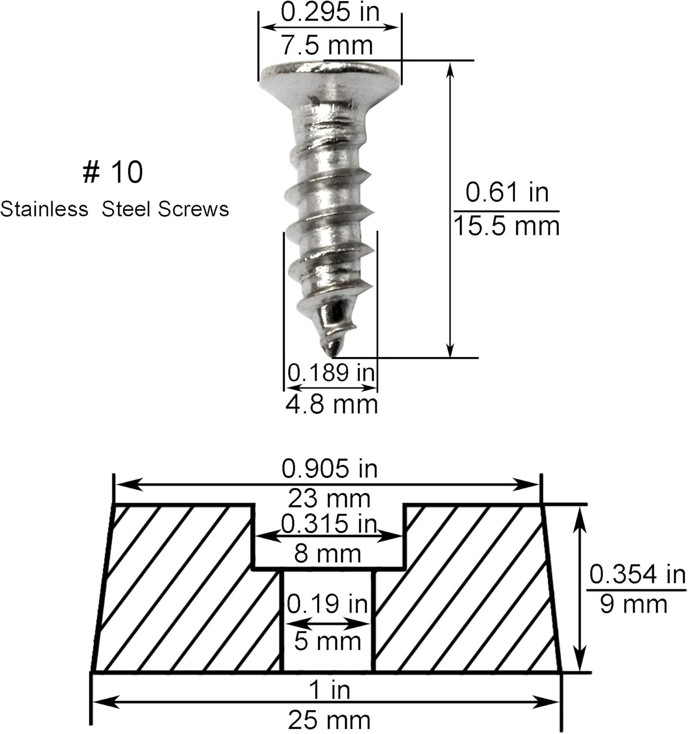20 Pack 1 Inch Black Round Rubber Feet with Stainless Screws - Non Slip Bumper Pads for Furniture & Electronics