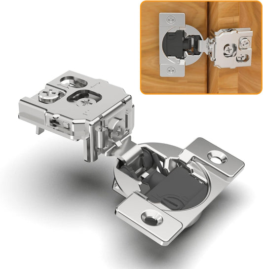 20 Pack 1" Overlay Soft Close Concealed Hinges for Face Frame Door - Adjustable Closing Speed, Smooth Self Close, Satin Nickel