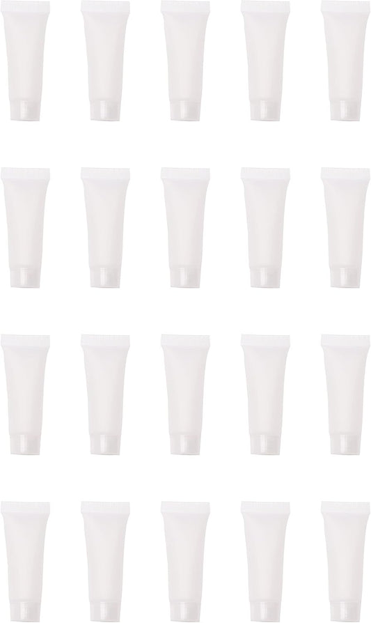 20 Pack 10 ML Refillable Squeezable Cosmetic Travel Bottles with Holder - Ideal for Makeup Samples and DIY Projects