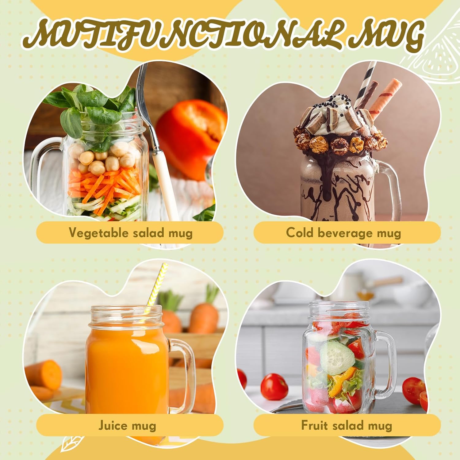 20 Pack 18.6 oz Plastic Mason Jars with Lids and Straws - Clear Drink Containers for Halloween & Christmas Party Favors