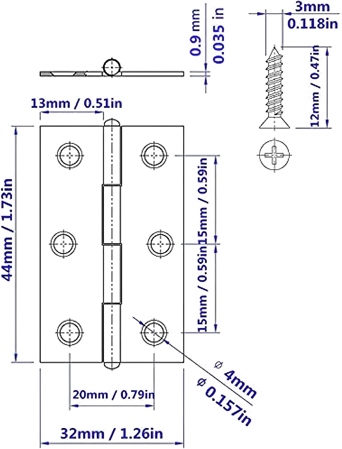 20 Pack 2 Inch Stainless Steel Folding Hinges with 120 Screws for Wooden Box Crafts