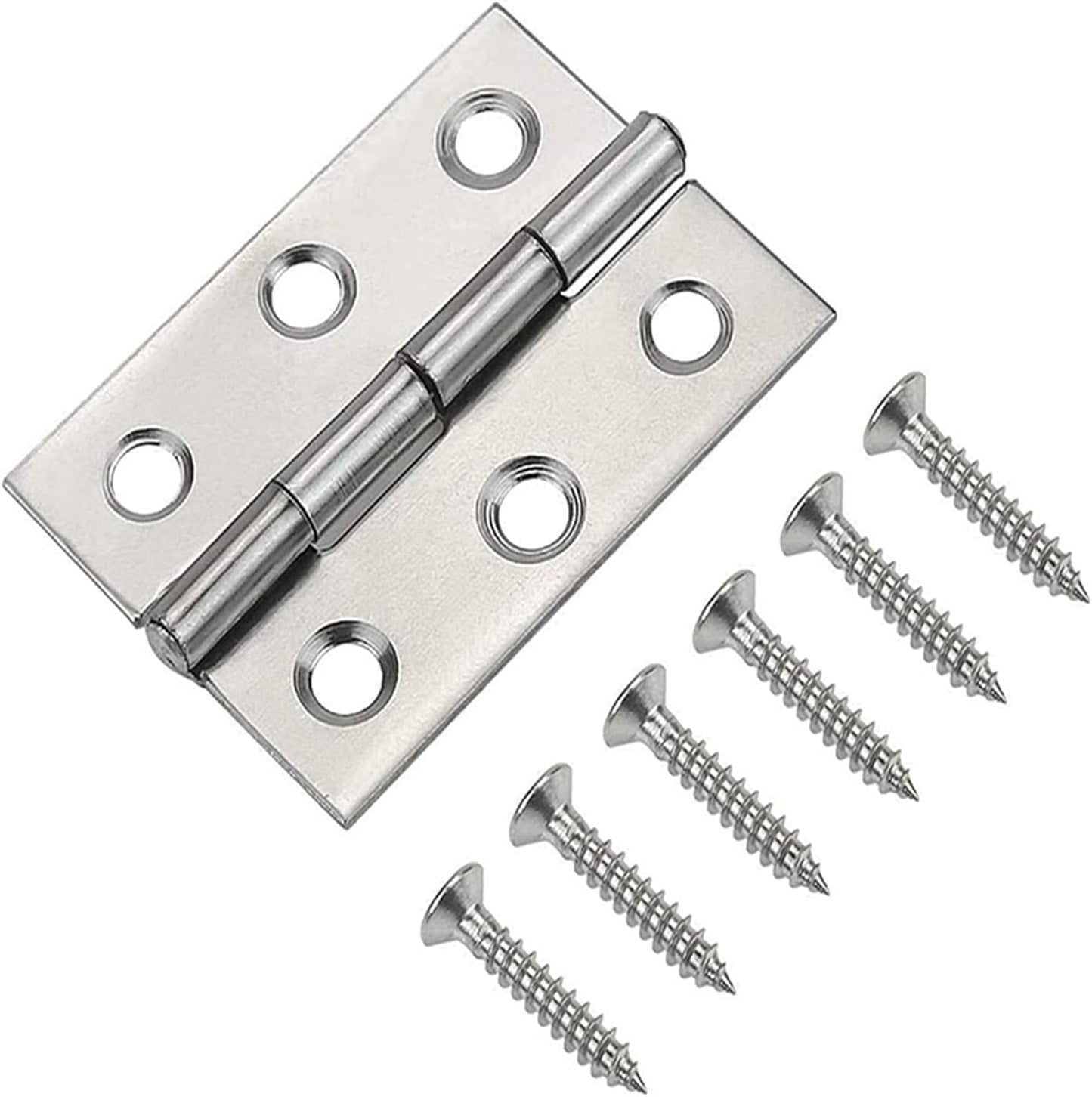 20 Pack 2 Inch Stainless Steel Folding Hinges with 120 Screws for Wooden Box Crafts