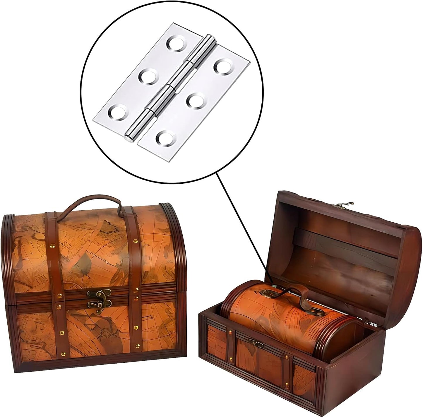 20 Pack 2 Inch Stainless Steel Folding Hinges with 120 Screws for Wooden Box Crafts