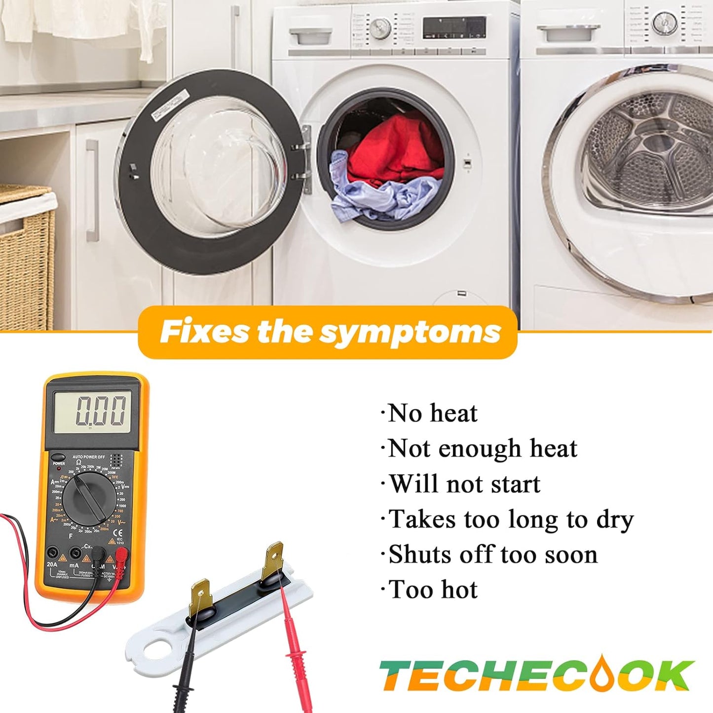 20-Pack 3392519 Dryer Thermal Fuse by Techecook - Replacement for Whirlpool Kenmore Dryers - Replaces Part 80005 3388651 WP3392519VP 694511 - Bulk Pack of Thermal Fuses