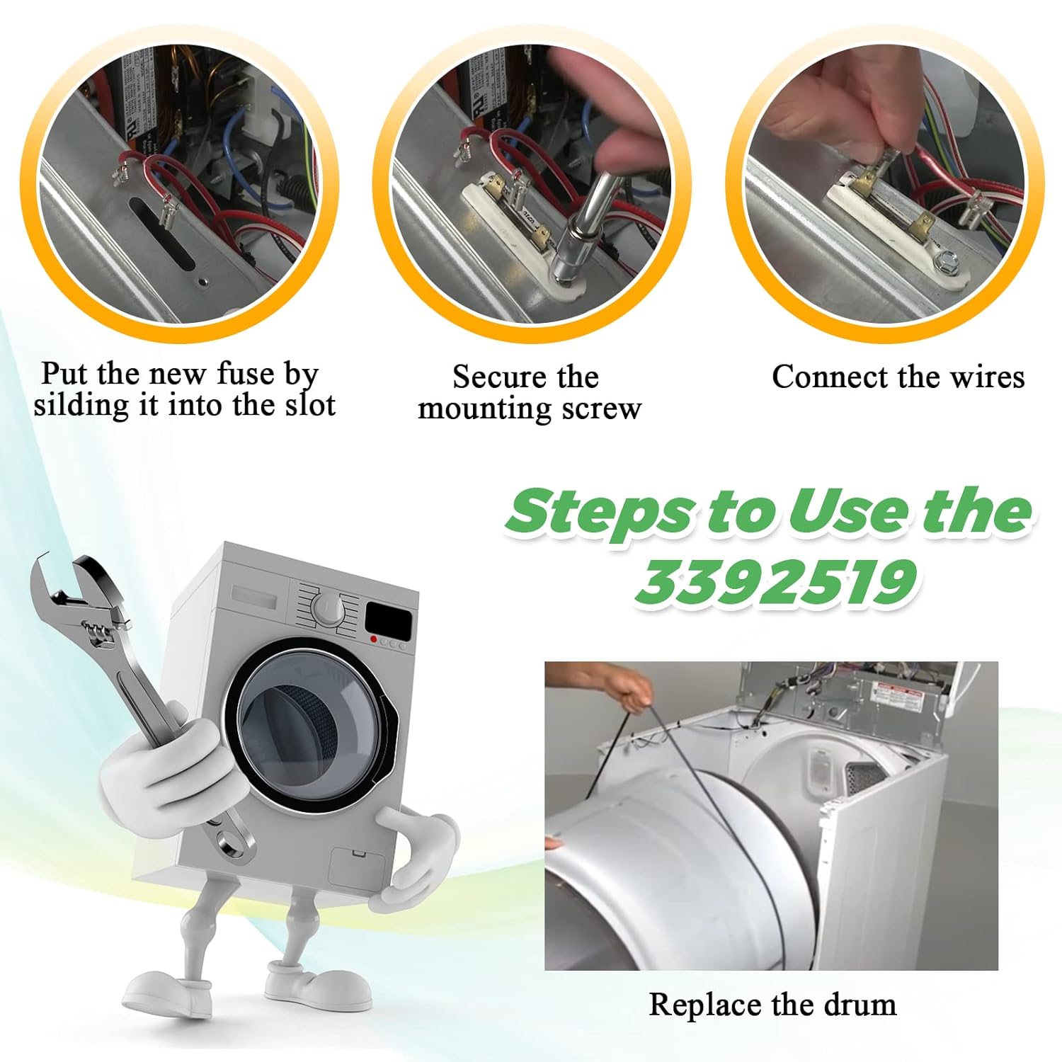 20-Pack 3392519 Dryer Thermal Fuse by Techecook - Replacement for Whirlpool Kenmore Dryers - Replaces Part 80005 3388651 WP3392519VP 694511 - Bulk Pack of Thermal Fuses