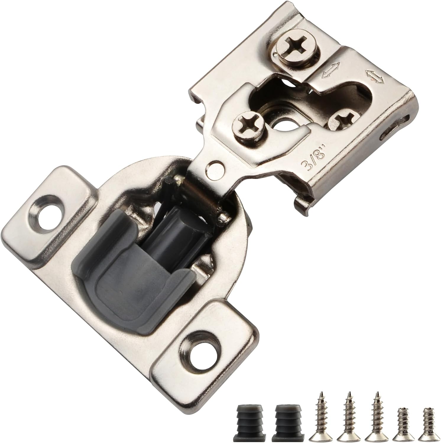 20 Pack 3/8" Overlay Soft Close Hinges for Face Frame Kitchen Cabinet - 3 Way Adjustability, Quiet Self Closing Door