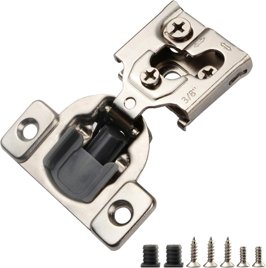 20 Pack 3/8" Overlay Soft Close Hinges for Face Frame Kitchen Cabinet - 3 Way Adjustability, Quiet Self Closing Door