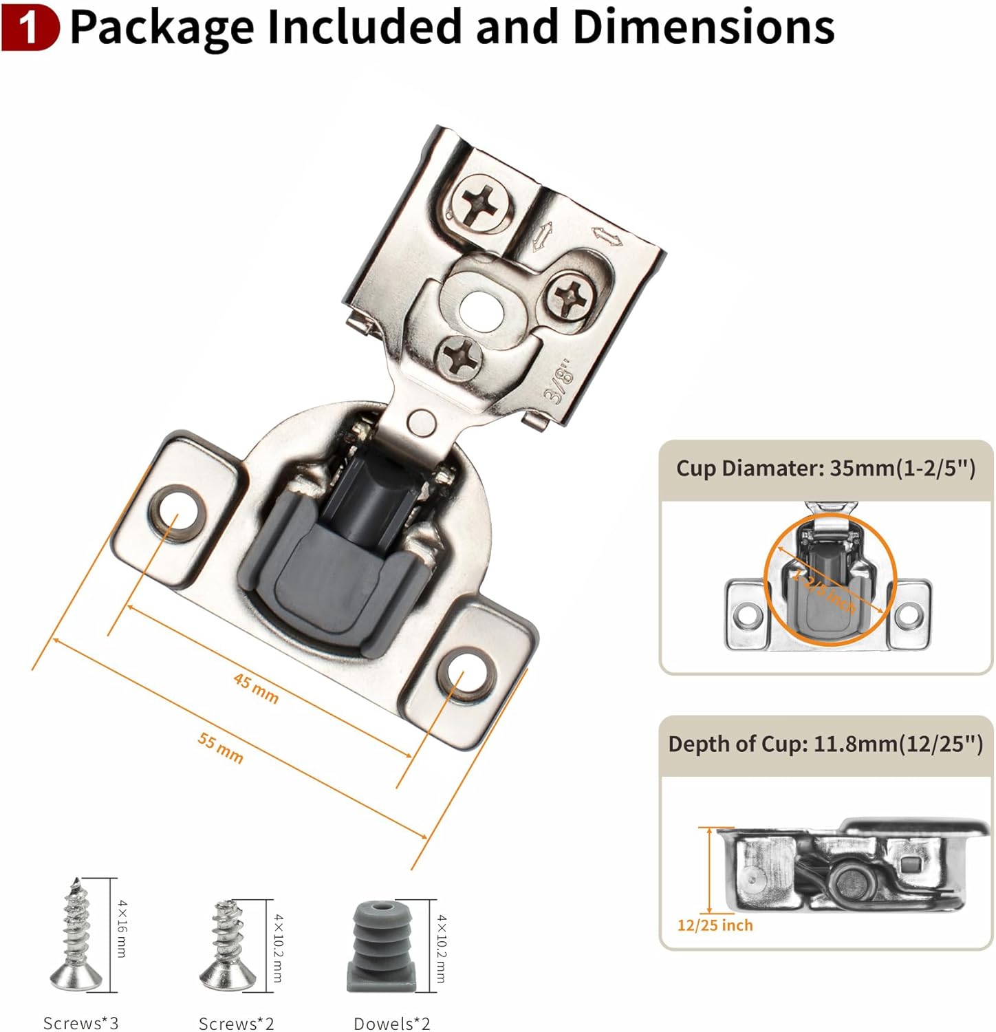 20 Pack 3/8" Overlay Soft Close Hinges for Face Frame Kitchen Cabinet - 3 Way Adjustability, Quiet Self Closing Door
